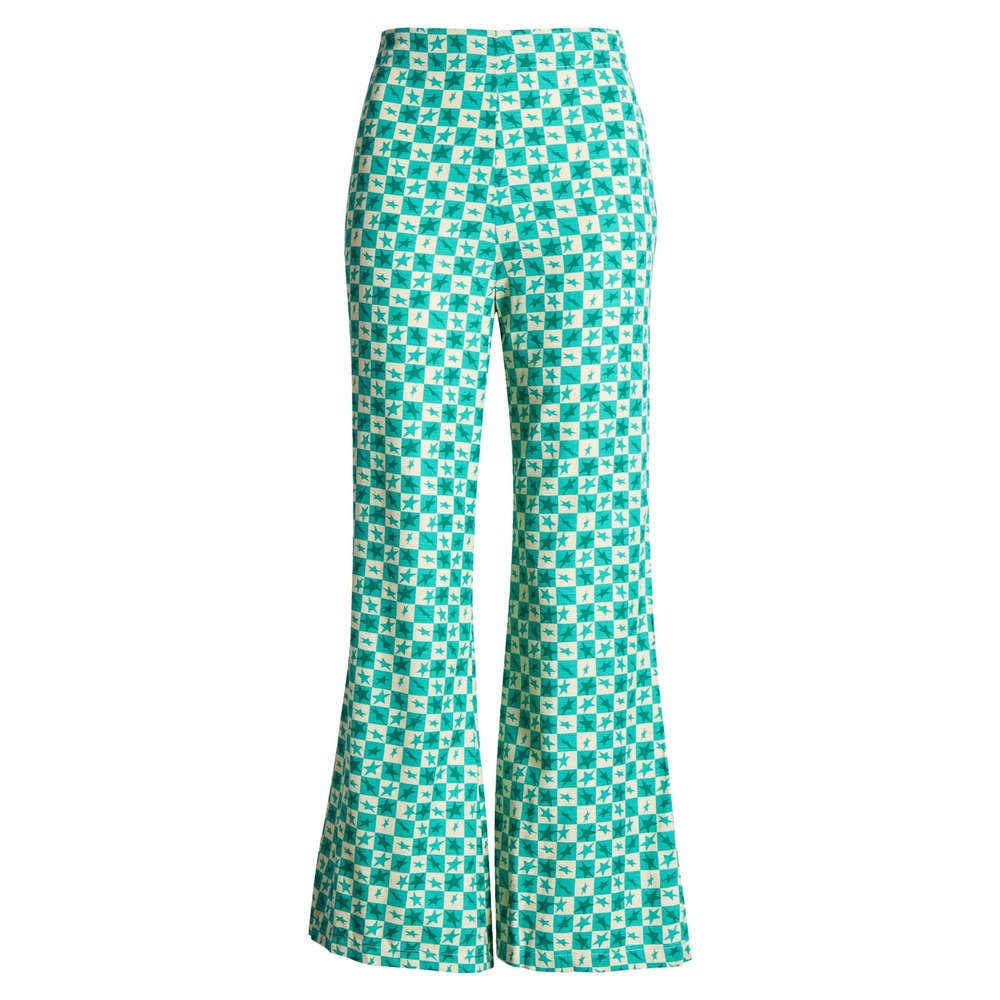 NWT Billabong & Mami Wata Surf Africa Women's Flare Star Checkered Green Pants S